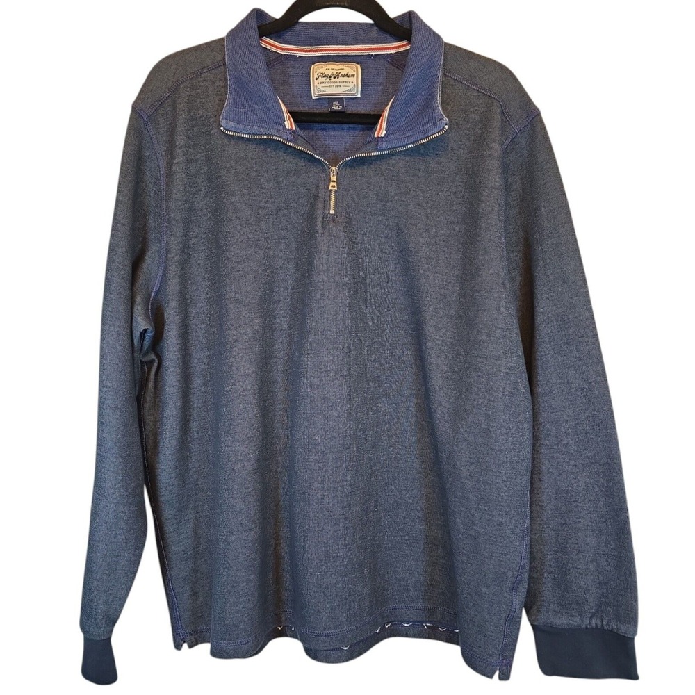 Flag & Anthem Men XXL 1/4 Zip Sweatshirt Navy Blue Pullover‎ Sweater Long Sleeve